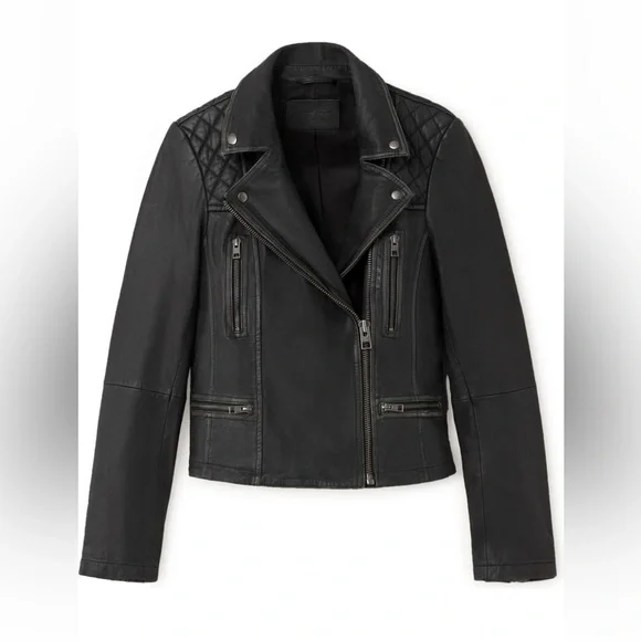 NWT AllSaints Leather Cargo Biker Jacket